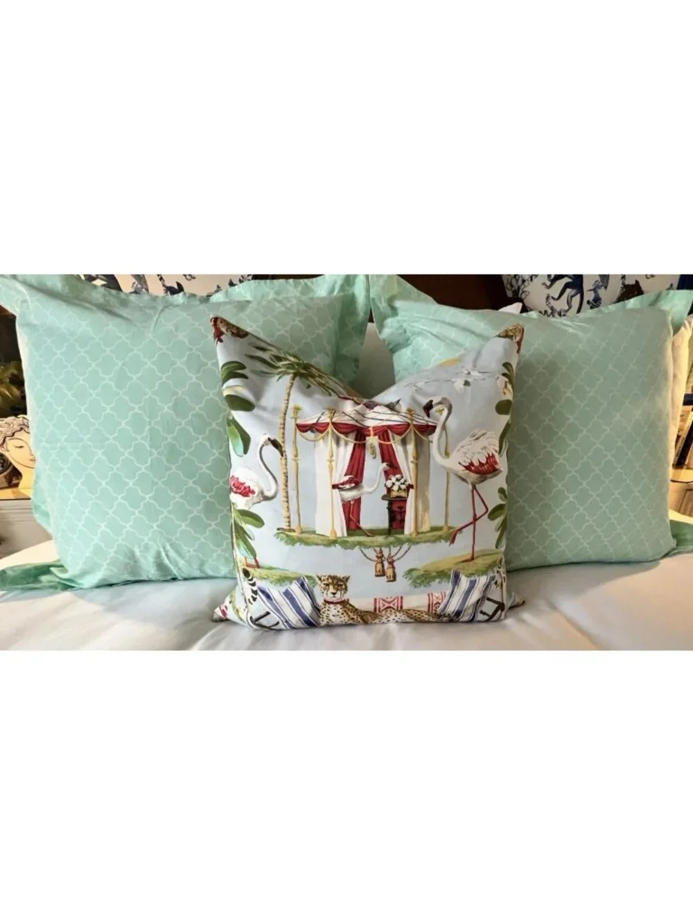 JONATHAN ADLER EURO Shams PR Happy Chic Trefoil Geometric Seafoam Green PRISTINE
